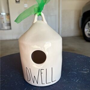 Rae Dunn Cream Birdhouse with Green Ribbon